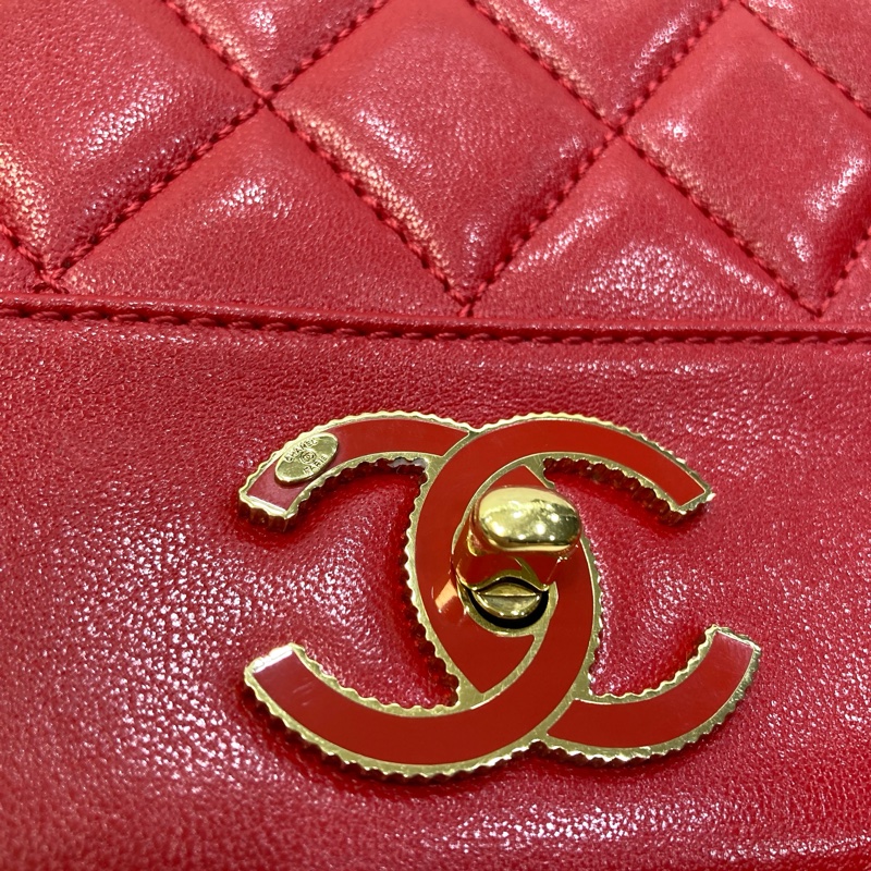 Chanel 香奈兒 紅色 牛皮 Mademoiselle Vintage 金鏈條 肩背包 琺瑯釦鏈包 經典翻蓋-30