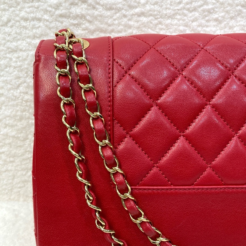 Chanel 香奈兒 紅色 牛皮 Mademoiselle Vintage 金鏈條 肩背包 琺瑯釦鏈包 經典翻蓋-32