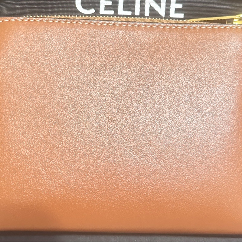 CELINE 經典CUIR TRIOMPHE小牛皮拉鍊萬用鑰匙/零錢包(黃色）-5