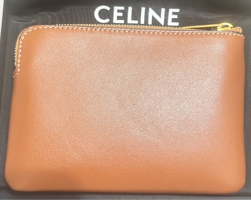 CELINE 經典CUIR TRIOMPHE小牛皮拉鍊萬用鑰匙/零錢包(黃色）-7