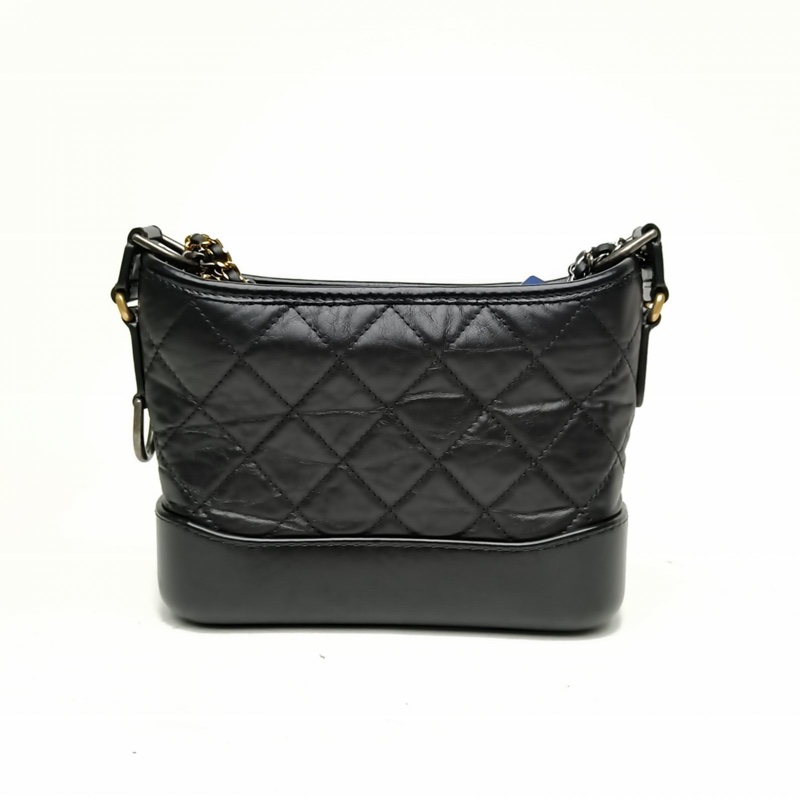 CHANEL GABRIELLE流浪小號20cm黑色牛皮30開金銀扣肩背包-2