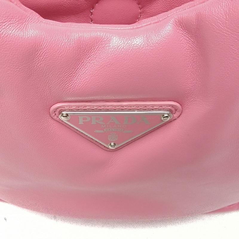 PRADA 粉色羊皮softhobo菜籃子肩背包-4