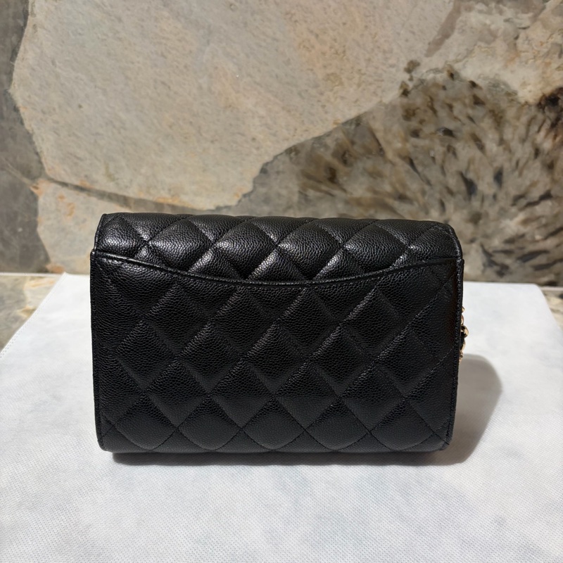 CHANEL黑荔枝淡金三折式WOC-1