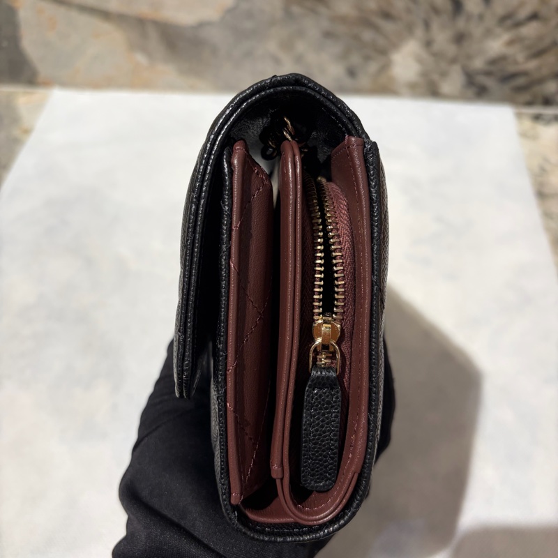 CHANEL黑荔枝淡金三折式WOC-3