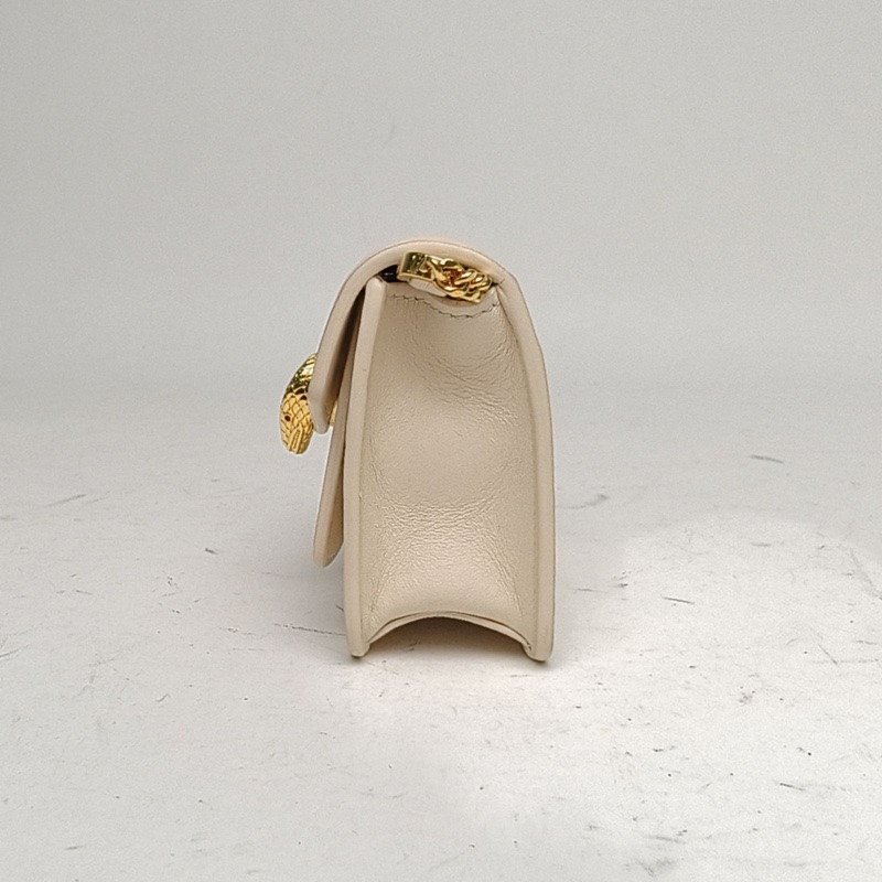 BVLGARI 白色牛皮蛇頭包mini肩背包-1