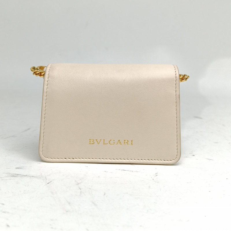 BVLGARI 白色牛皮蛇頭包mini肩背包-2