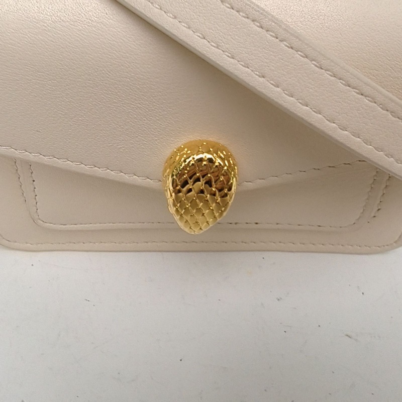 BVLGARI 白色牛皮蛇頭包mini肩背包-4