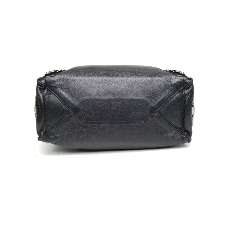 BALENCIAGA Papier紙袋包A4迷你22黑色牛皮銀扣肩背包-3