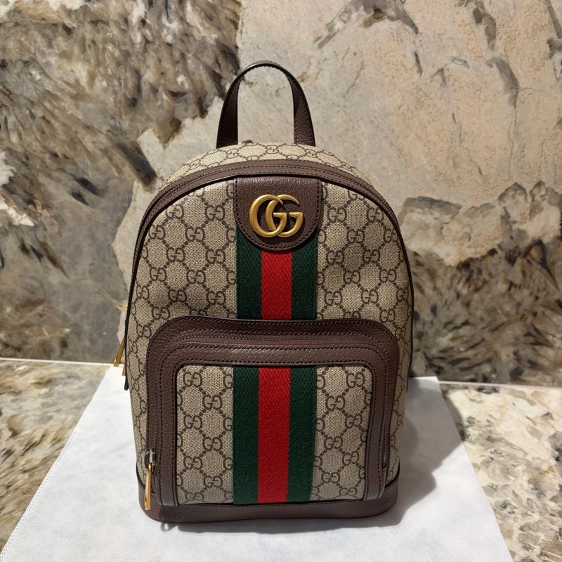 GUCCI烏木色PVC OPHIDIA後背包-0