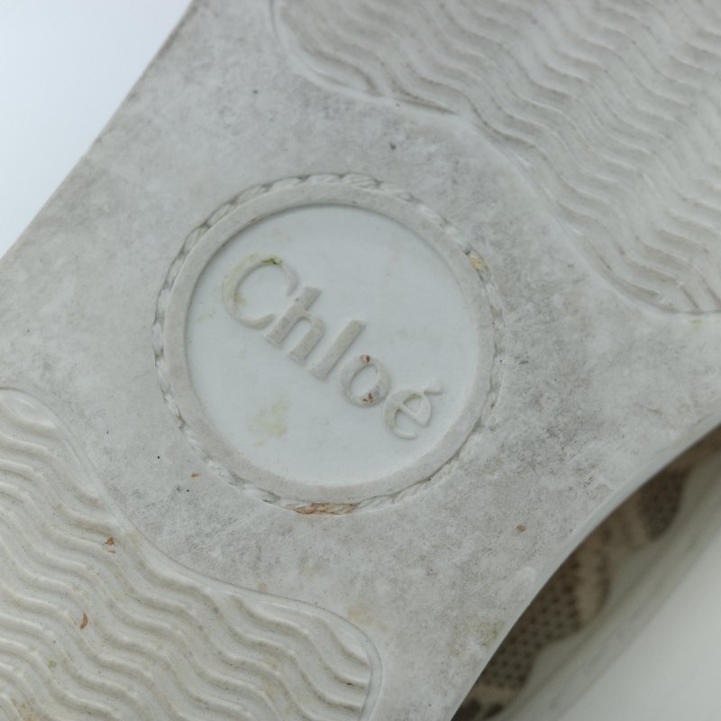 Chloé 蔻依 Lauren 米色簍空蕾絲皮革 拼接休閒鞋-10