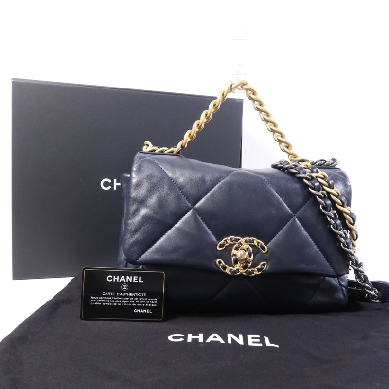 CHANEL 羊皮皮革19Bag Small手挽肩背兩用袋-9