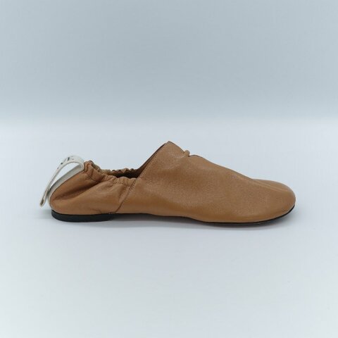 Loewe 羅威 Flamenco 棕色 納帕小羊皮 束口式芭蕾舞平底鞋 EU37