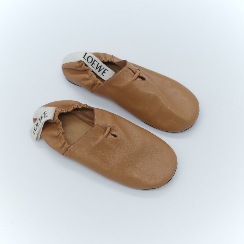 Loewe 羅威 Flamenco 棕色 納帕小羊皮 束口式芭蕾舞平底鞋 EU37-2