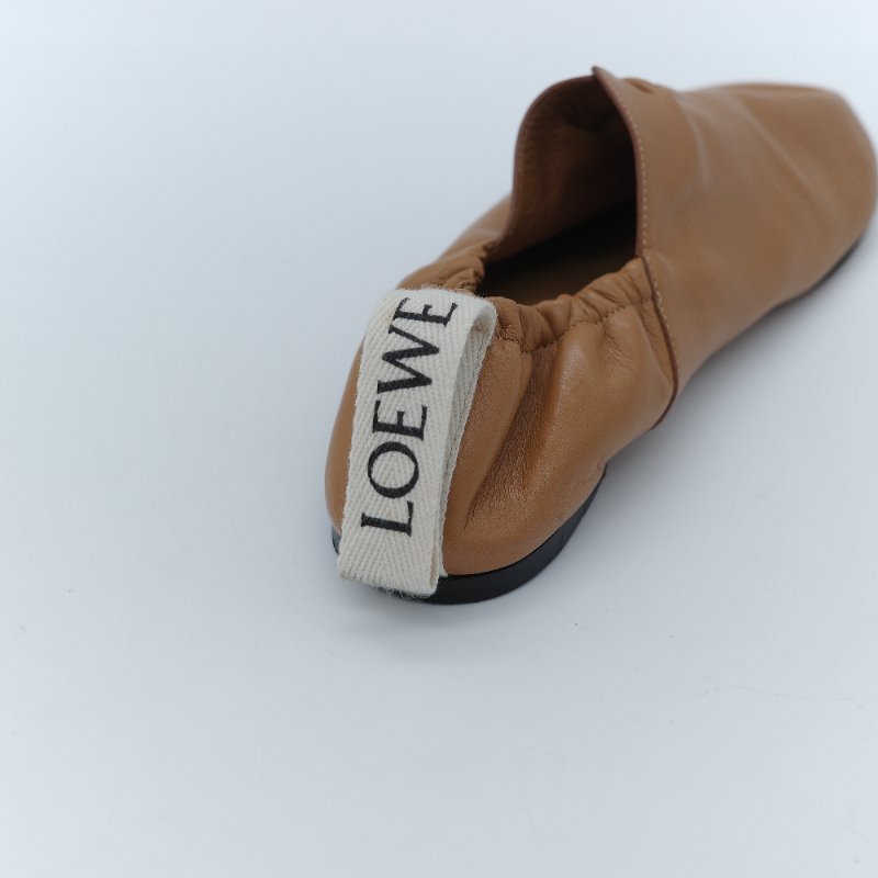 Loewe 羅威 Flamenco 棕色 納帕小羊皮 束口式芭蕾舞平底鞋 EU37-6