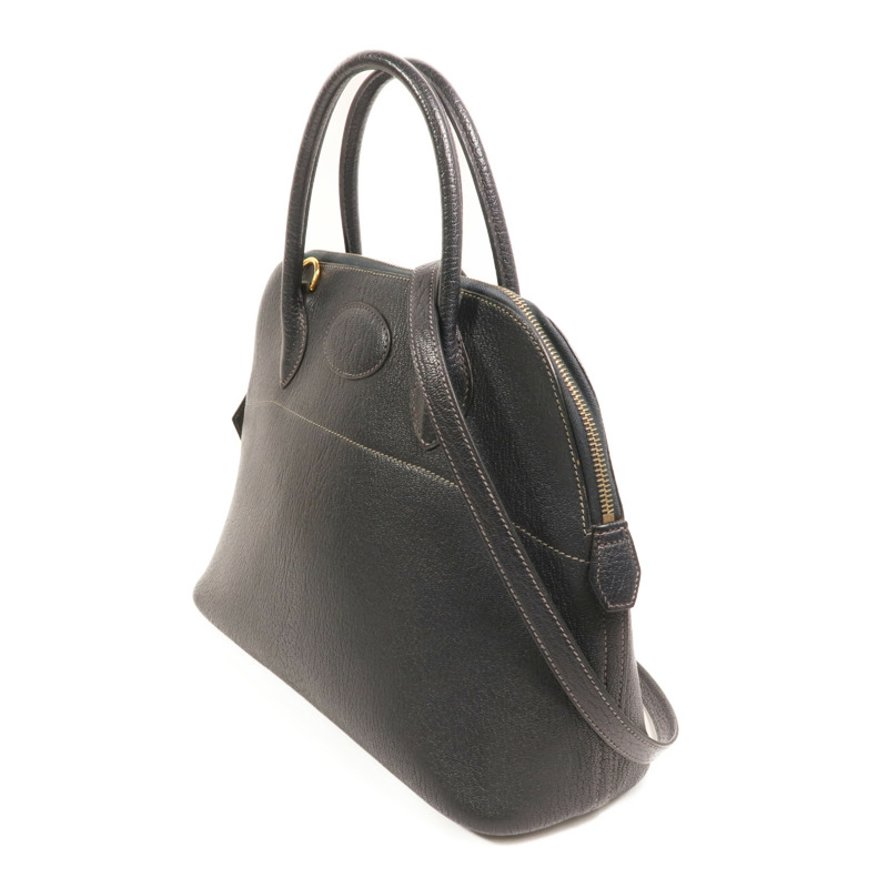 HERMES Chevre皮革Bolide 31金扣手挽肩背兩用袋Blue Marine-2