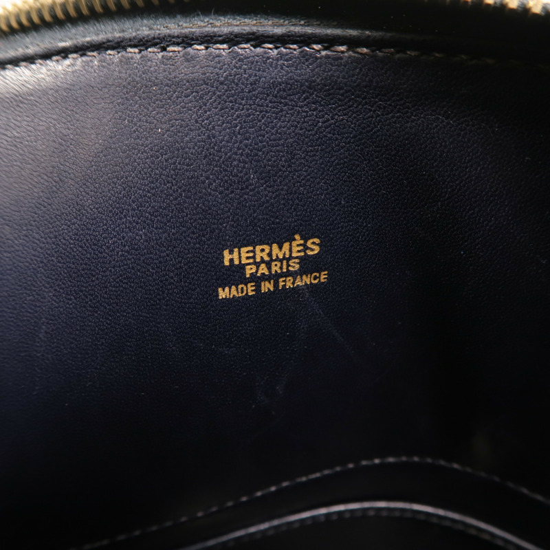 HERMES Chevre皮革Bolide 31金扣手挽肩背兩用袋Blue Marine-5