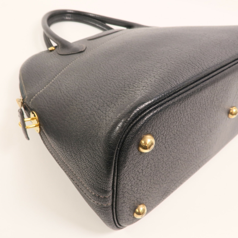 HERMES Chevre皮革Bolide 31金扣手挽肩背兩用袋Blue Marine-11