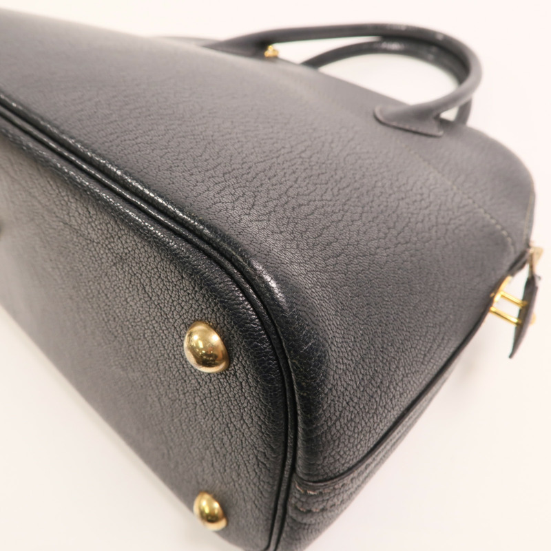 HERMES Chevre皮革Bolide 31金扣手挽肩背兩用袋Blue Marine-12