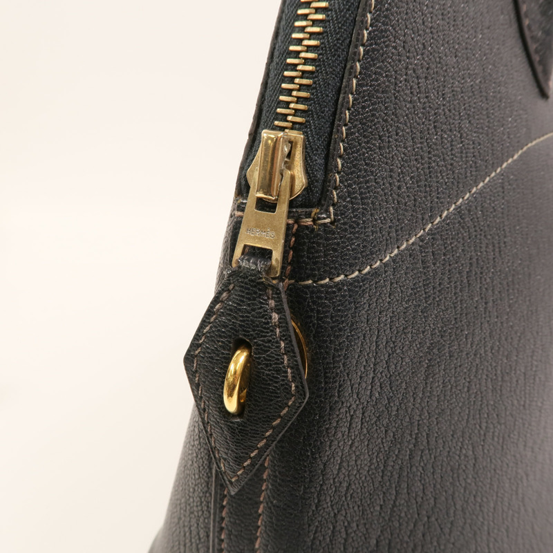 HERMES Chevre皮革Bolide 31金扣手挽肩背兩用袋Blue Marine-14