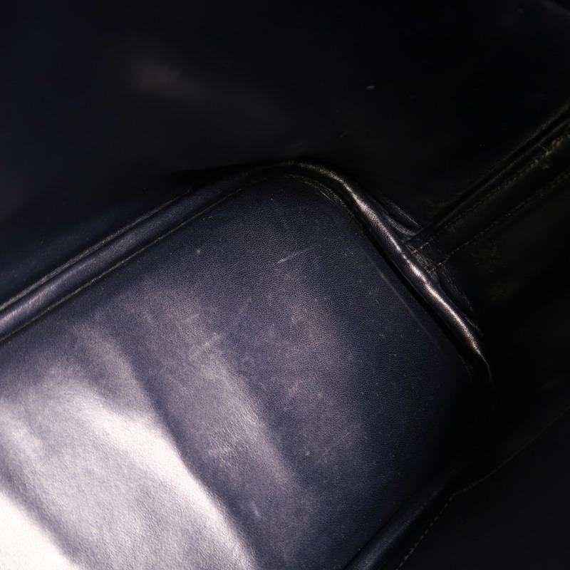 HERMES Chevre皮革Bolide 31金扣手挽肩背兩用袋Blue Marine-17