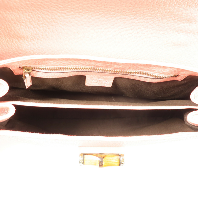 GUCCI 牛皮皮革Bamboo Handle Bag金扣手挽袋-4
