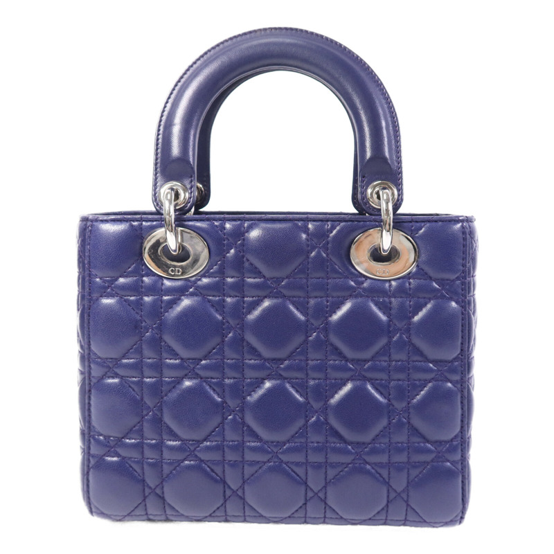 Dior 羊皮皮革Lady Dior Small銀扣手挽肩背兩用袋-1