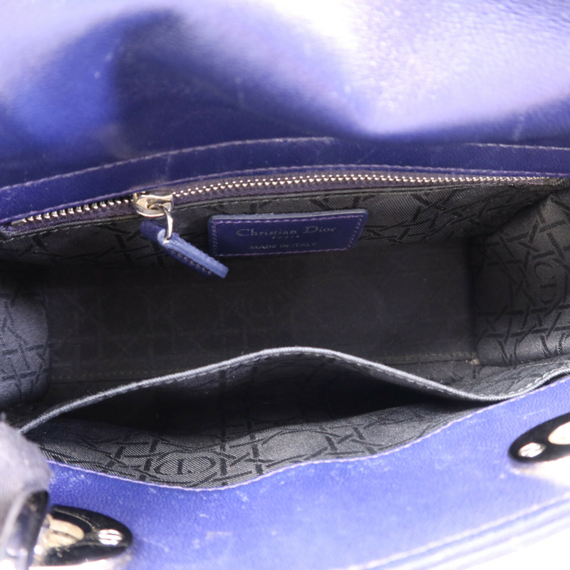 Dior 羊皮皮革Lady Dior Small銀扣手挽肩背兩用袋-4