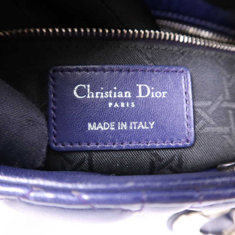 Dior 羊皮皮革Lady Dior Small銀扣手挽肩背兩用袋-5