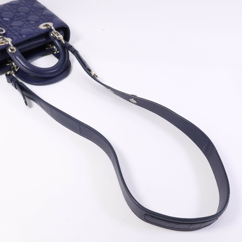 Dior 羊皮皮革Lady Dior Small銀扣手挽肩背兩用袋-8