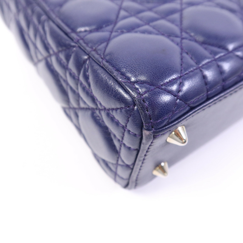 Dior 羊皮皮革Lady Dior Small銀扣手挽肩背兩用袋-11