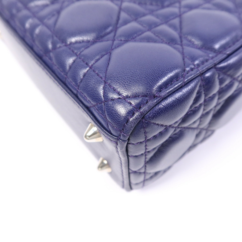 Dior 羊皮皮革Lady Dior Small銀扣手挽肩背兩用袋-12