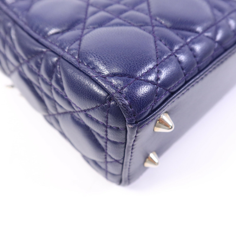 Dior 羊皮皮革Lady Dior Small銀扣手挽肩背兩用袋-13