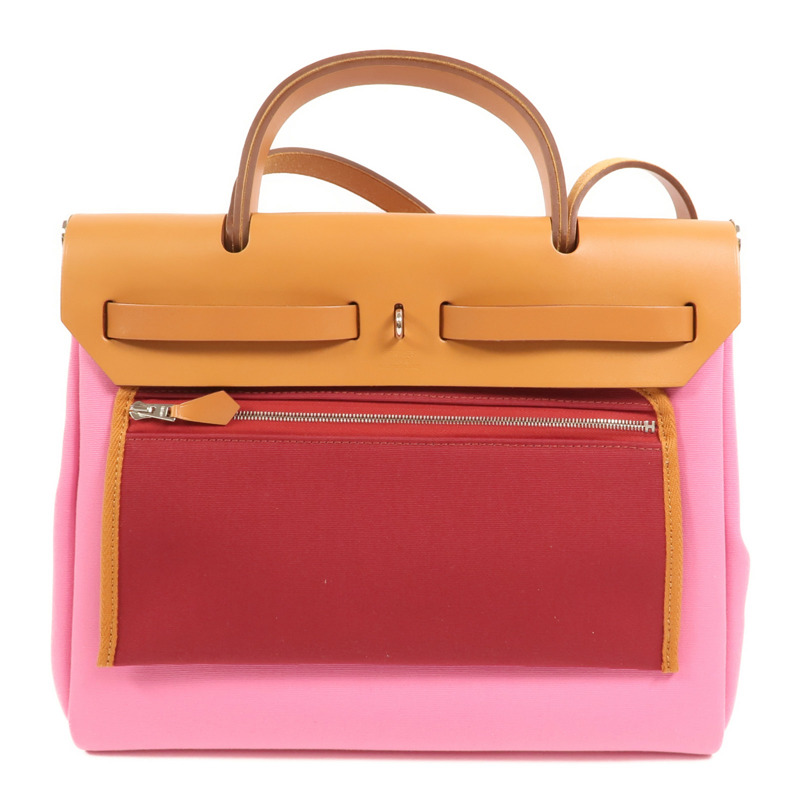 HERMES 帆布Herbag PM銀扣手挽肩背兩用袋-1