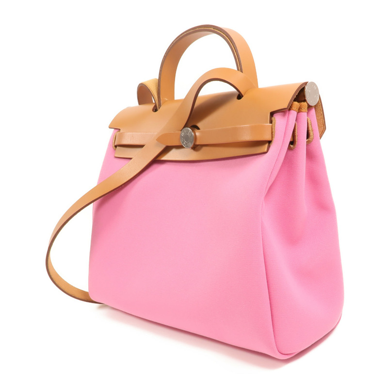 HERMES 帆布Herbag PM銀扣手挽肩背兩用袋-2