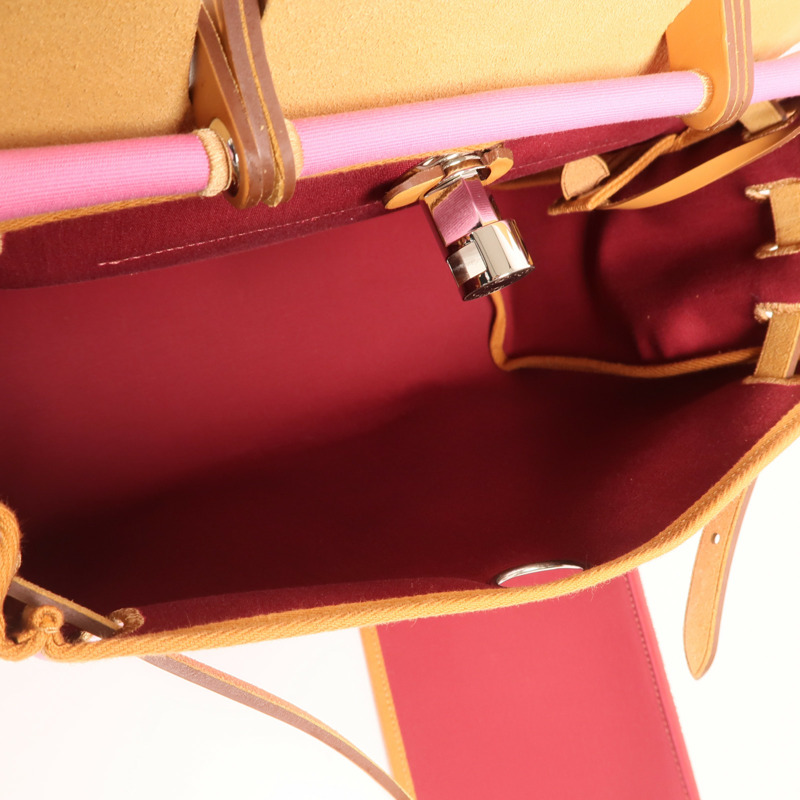 HERMES 帆布Herbag PM銀扣手挽肩背兩用袋-4