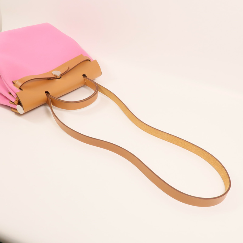 HERMES 帆布Herbag PM銀扣手挽肩背兩用袋-7