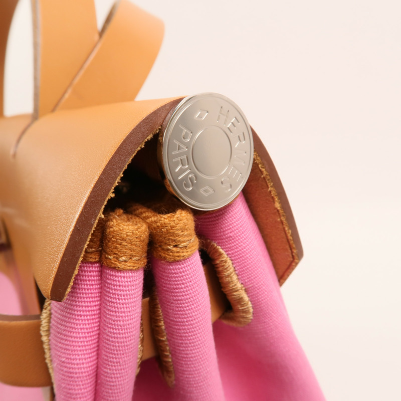 HERMES 帆布Herbag PM銀扣手挽肩背兩用袋-17