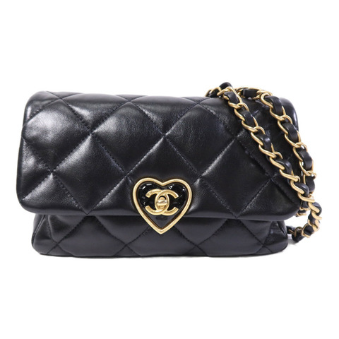 CHANEL 羊皮皮革Chain Shoulder金扣鏈帶肩背袋