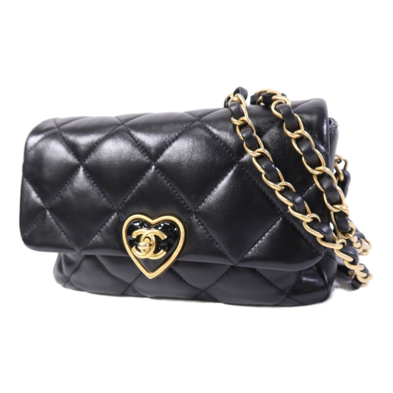 CHANEL 羊皮皮革Chain Shoulder金扣鏈帶肩背袋-2