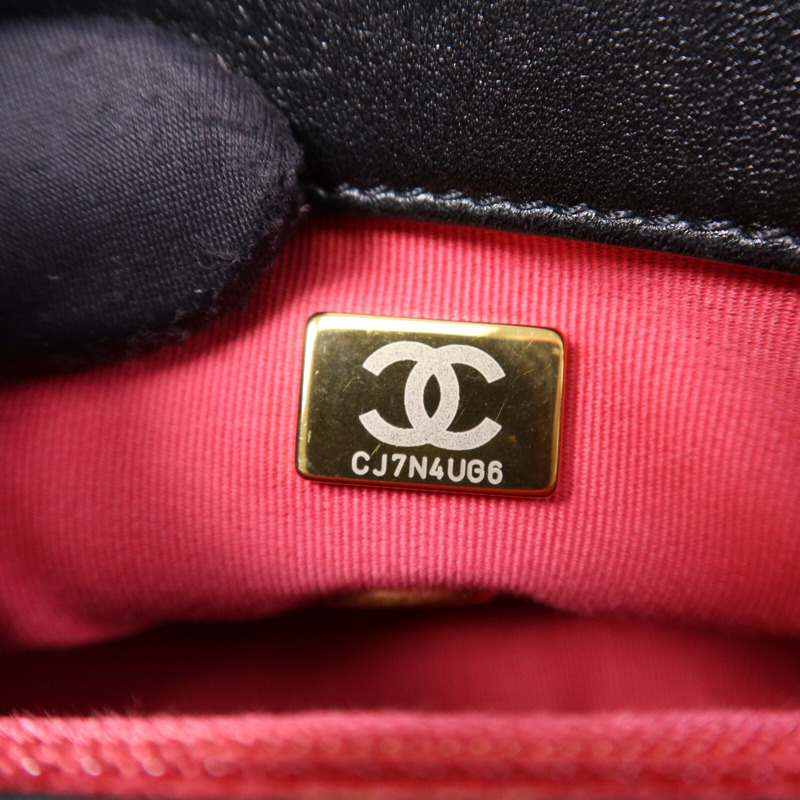 CHANEL 羊皮皮革Chain Shoulder金扣鏈帶肩背袋-7