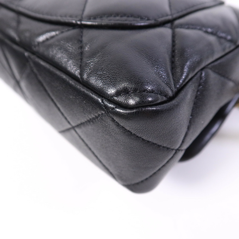 CHANEL 羊皮皮革Chain Shoulder金扣鏈帶肩背袋-12