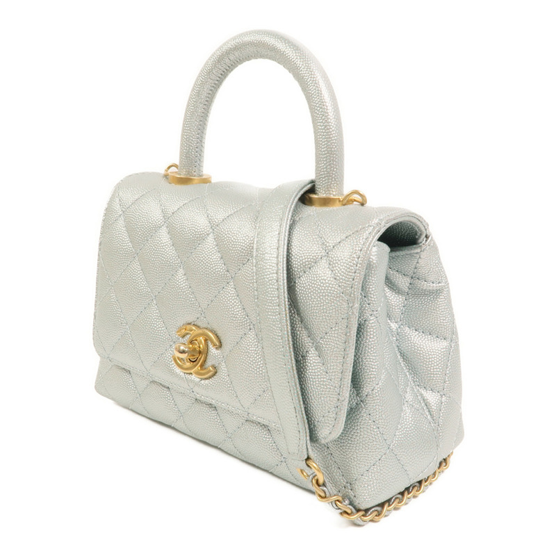 CHANEL 牛皮皮革Coco Handle Mini金扣鏈帶手挽肩背兩用袋-2