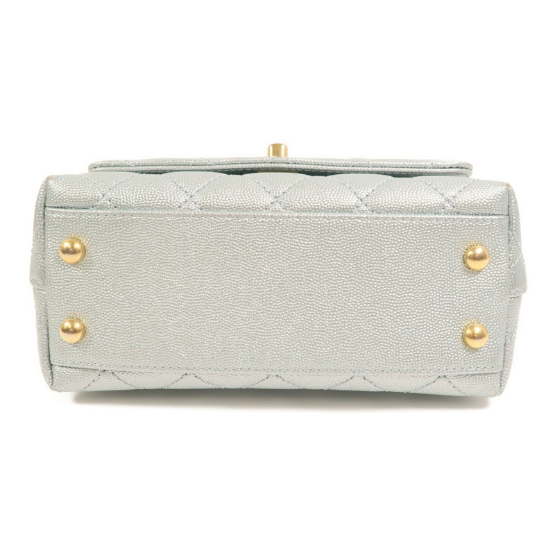 CHANEL 牛皮皮革Coco Handle Mini金扣鏈帶手挽肩背兩用袋-3