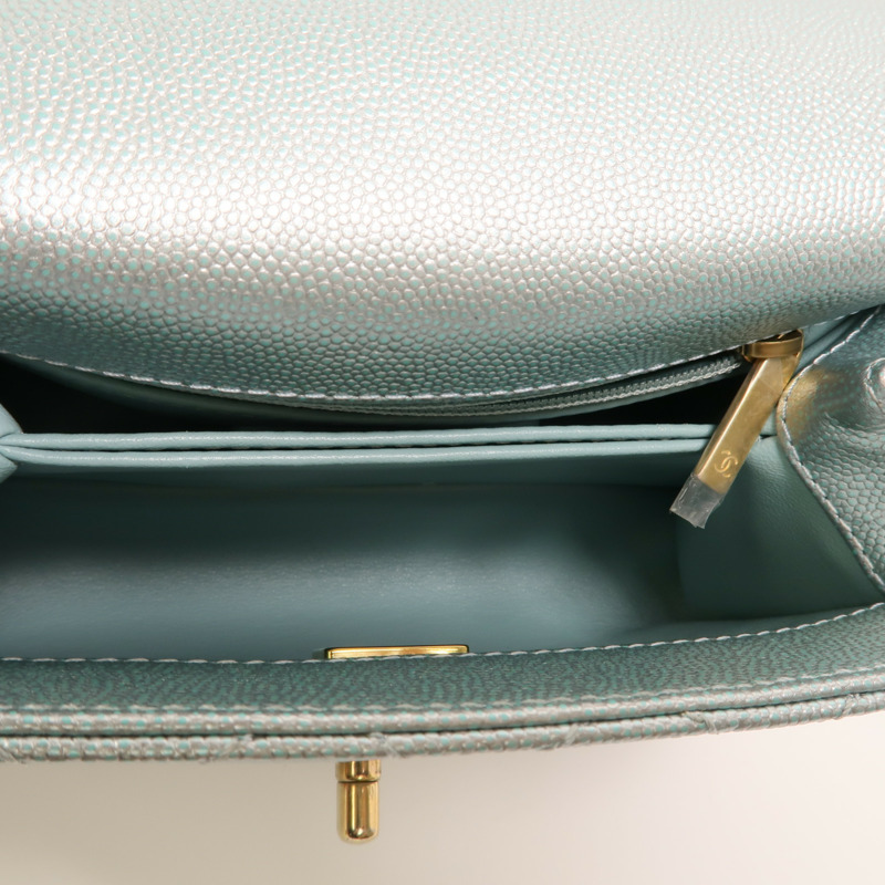 CHANEL 牛皮皮革Coco Handle Mini金扣鏈帶手挽肩背兩用袋-4