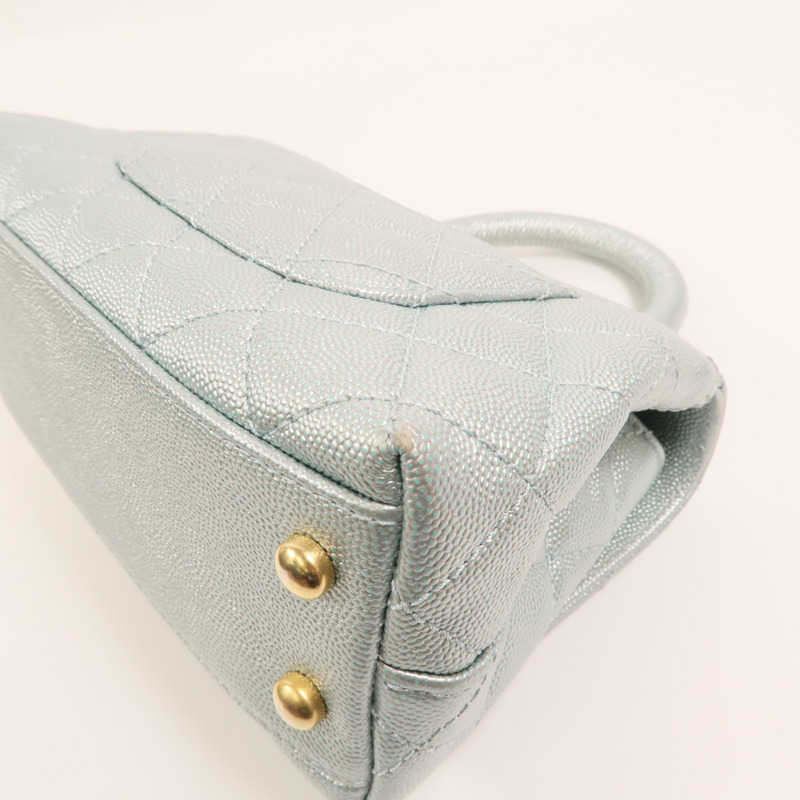 CHANEL 牛皮皮革Coco Handle Mini金扣鏈帶手挽肩背兩用袋-12