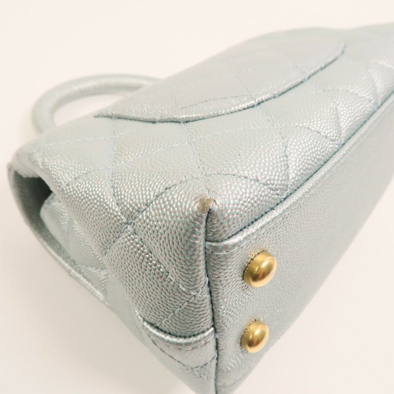 CHANEL 牛皮皮革Coco Handle Mini金扣鏈帶手挽肩背兩用袋-13