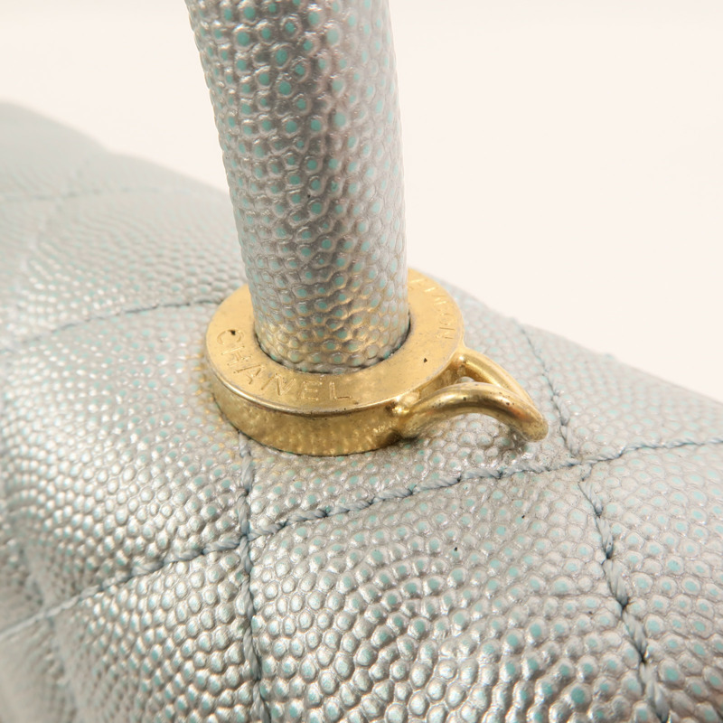 CHANEL 牛皮皮革Coco Handle Mini金扣鏈帶手挽肩背兩用袋-14