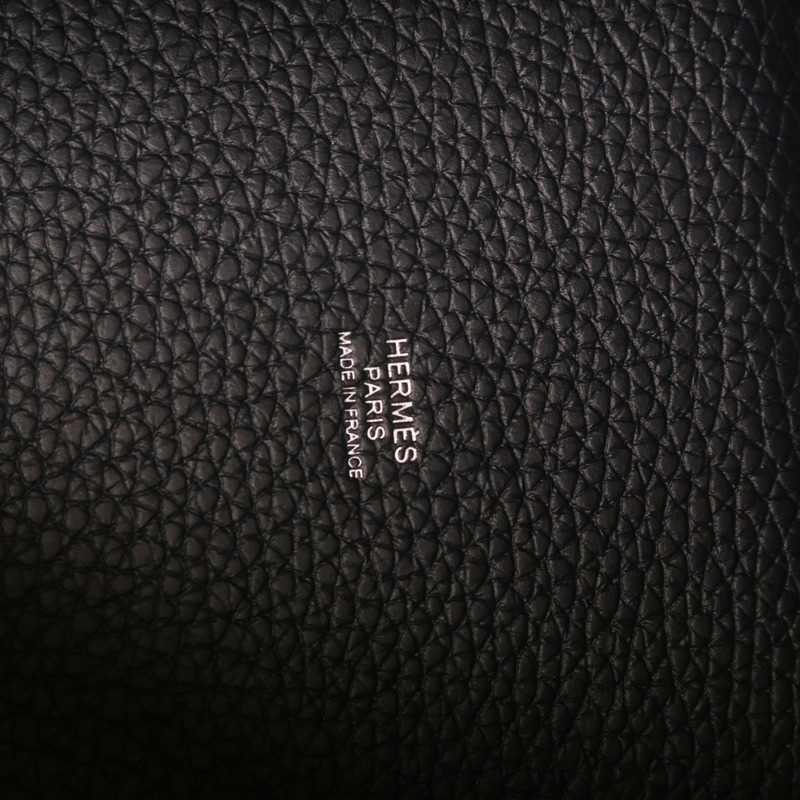 HERMES Clemence皮革Picotin PM銀扣手挽袋Bleu Nuit-5