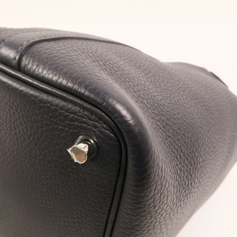 HERMES Clemence皮革Picotin PM銀扣手挽袋Bleu Nuit-12