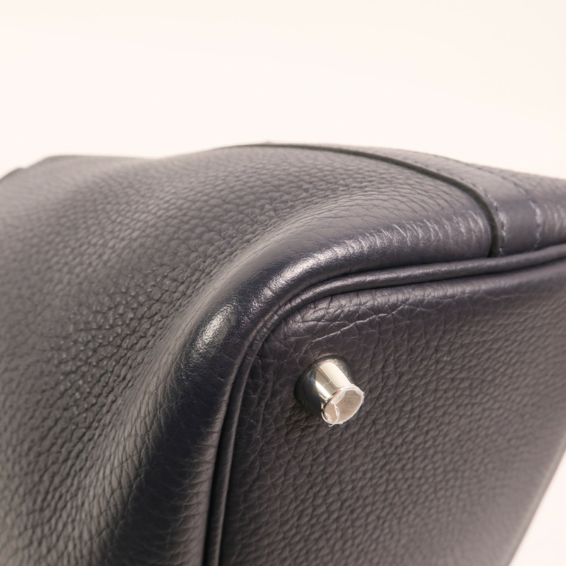 HERMES Clemence皮革Picotin PM銀扣手挽袋Bleu Nuit-13